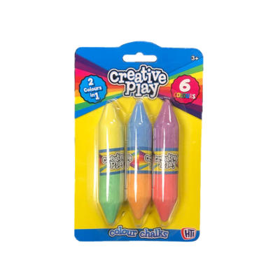 2 in 1 Coloured Chalks Pack of 3 1376577 (Parcel Rate)