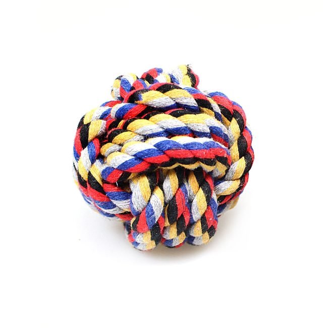 Pet Dog Chewing Teething Knotted Rope Ball 6.5 cm Assorted Colours 0049 (Parcel Rate) - Image 2