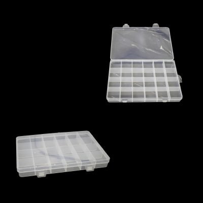 24 Plastic Compartment Box Small Organiser Storage Craft Box 19cm x 13cm 2035 (Parcel Rate)