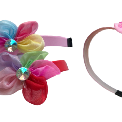 Children's Girl's Hair Head Band with Flower Decoration Assorted Colours 2320 (Parcel Rate)