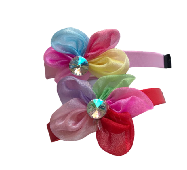 Children's Girl's Hair Head Band with Flower Decoration Assorted Colours 2320 (Parcel Rate) - Image 2
