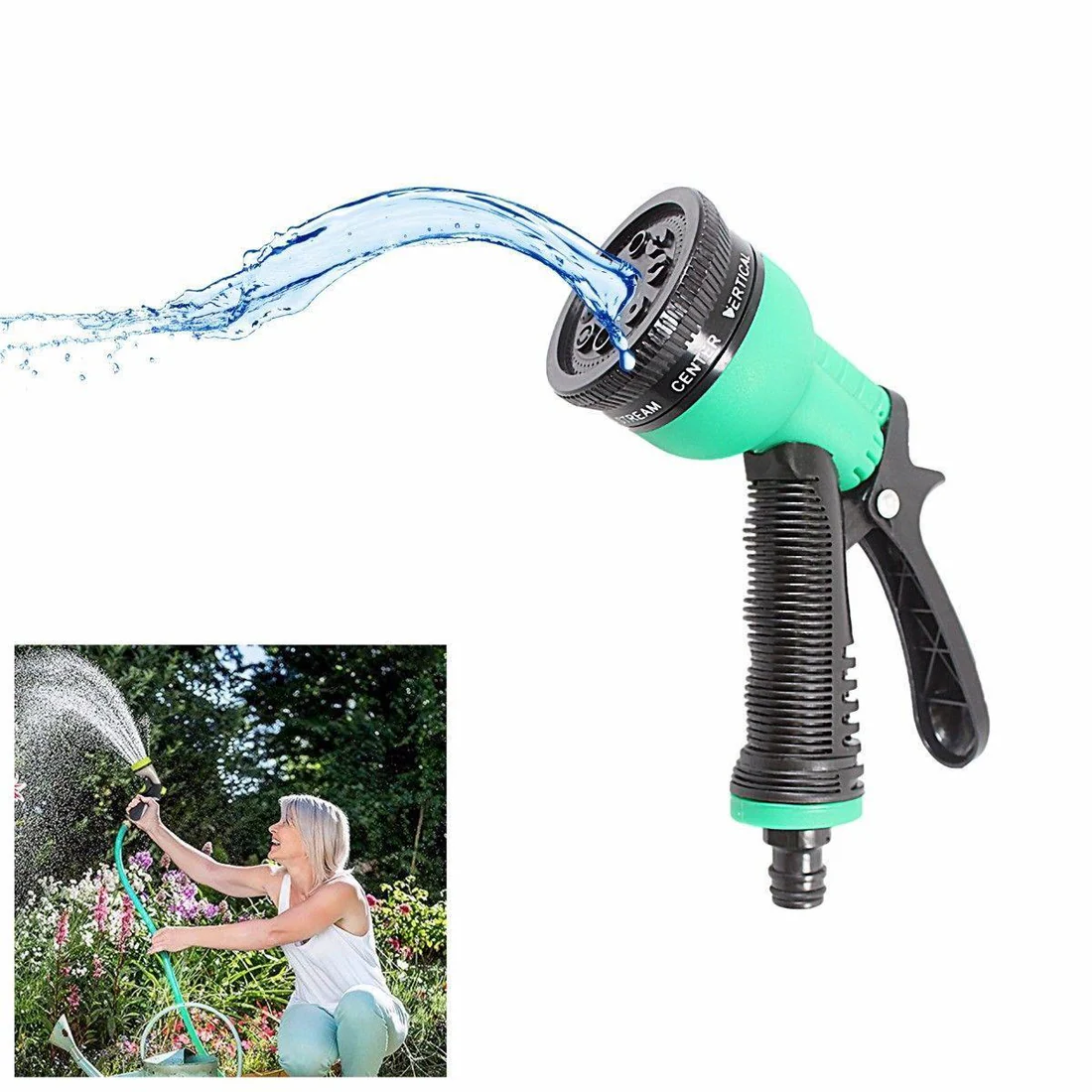 Hose Pipe Fittings Nozzle Connector Water Spray Gun Set Outdoor Garden Hosepipe 3474 (Parcel Rate) Pack Of 2