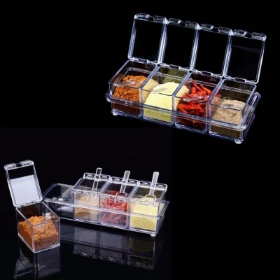 Crystal Clear Acrylic Spice Rack & Seasoning Box | Storage Container Jars 10 x 26 cm 4477 (Parcel Rate)