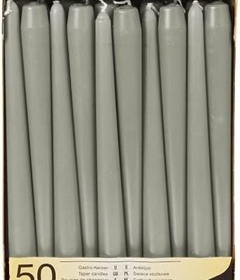 50 Grey Taper Candles 250mm 84805 (Parcel Rate)p