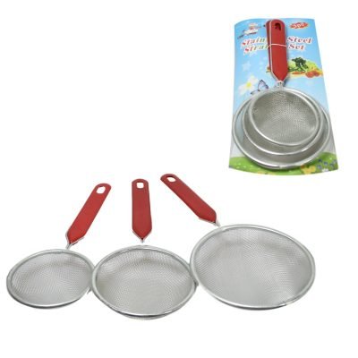 3 Pack Kitchen Sieve Stainless Steel Strainer Set  8cm 10cm 12cm  57773 A  (Parcel Rate)