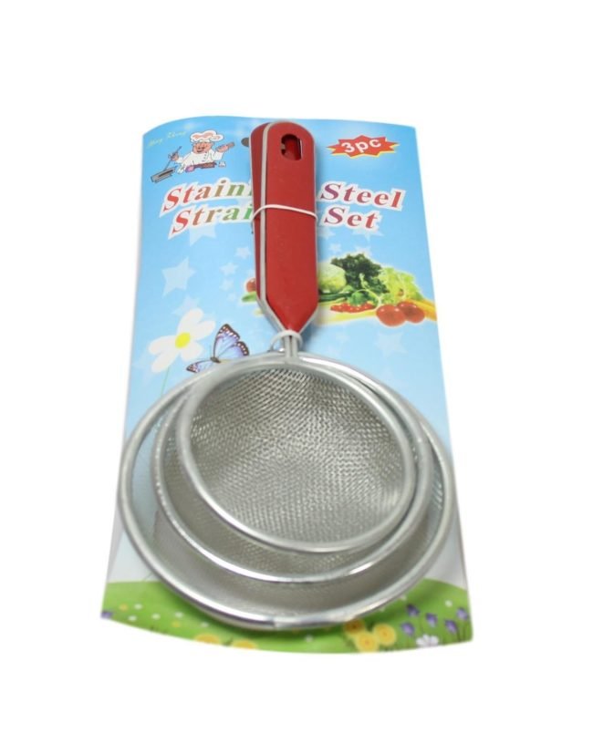 3 Pack Kitchen Sieve Stainless Steel Strainer Set  8cm 10cm 12cm  57773 A  (Parcel Rate) - Image 3