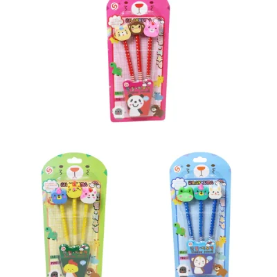 Children's Character Pencil With Rabbit Erasers School Boys Girls Writing Pencils 3 Pack 5872 (Large Letter Rate) Pack Of 3