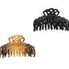 Plastic 2 Colour Tone Hair Clip Grip Floral Design Curved Teeth Style Plastic Hair Clip 9cm 5981 (Parcel Rate)