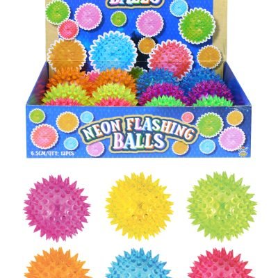 Light Up Spiky Flashing Bouncing Balls 6.5cm Assorted Colours 51269 (Parcel Rate)