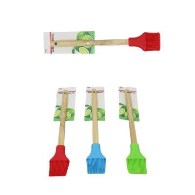 Kitchen Silicone Pastry Brush Wooden Handle 30 cm Assorted Colours 6066 A  (Large Letter Rate)