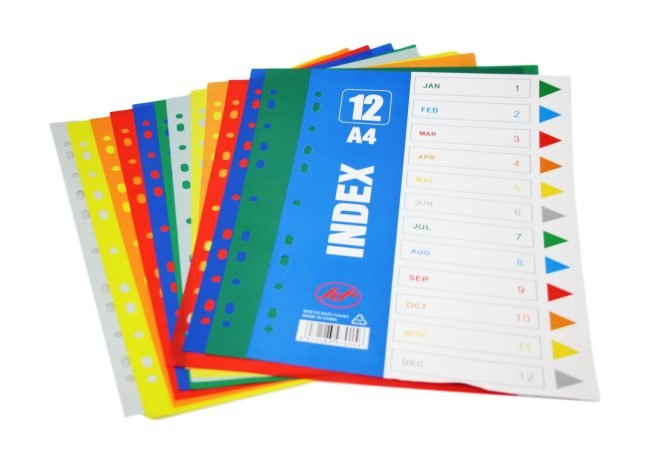 A4 Folder Dividers Subject Punched Index Colour Sheets File Dividers 12 Pack 6217 (Large Letter Rate) - Image 3