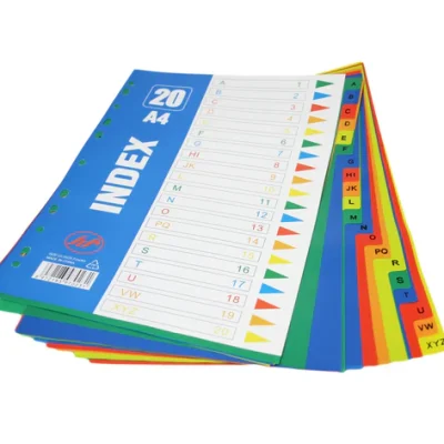 Multi Colour A4 Punched Index Sheets Subject File Filing Dividers 20 Pack 6218 ( Large Letter Rate)Pack Of 3