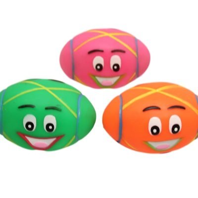 Pet Dog Toy Squeaky Rugby Ball 6 cm Assorted Colours 6545 (parcel rate) - Rugby Ball - 12 cm