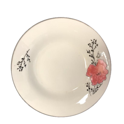 Dining Appetiser Plate Pink Floral Design with Silver Rim 17.5 x 3 cm 7079 (Parcel Plus Rate)