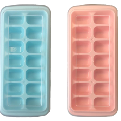 Plastic Freezer Ice Cube Tray Mould with Lid 16 x 11 cm Assorted Colours 7224 (Parcel Rate)