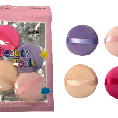 Make Up Powder Foundation Puff 6 cm Pack of 4 Assorted Colours 7312 (Parcel Rate)