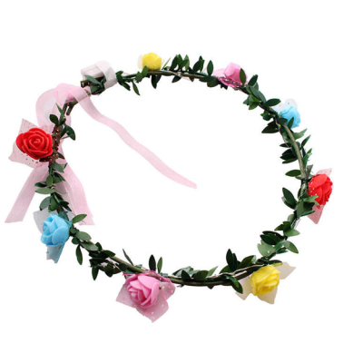 Multicoloured Light Up Plastic Flower Crown Wreath with Foam Flowers 17 cm 7326 (Parcel Rate)