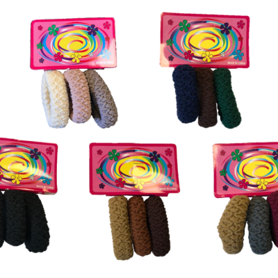 Hair Bobble Elastic Tie Pack of 3 Assorted Colours 7333 (Parcel Rate)