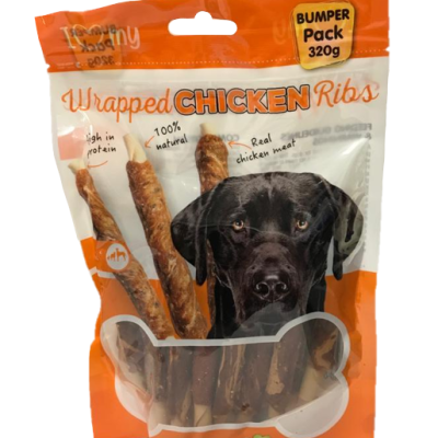 Pet Dog Treats Wrapped Chicken Ribs 320g 77169 (Parcel Rate)