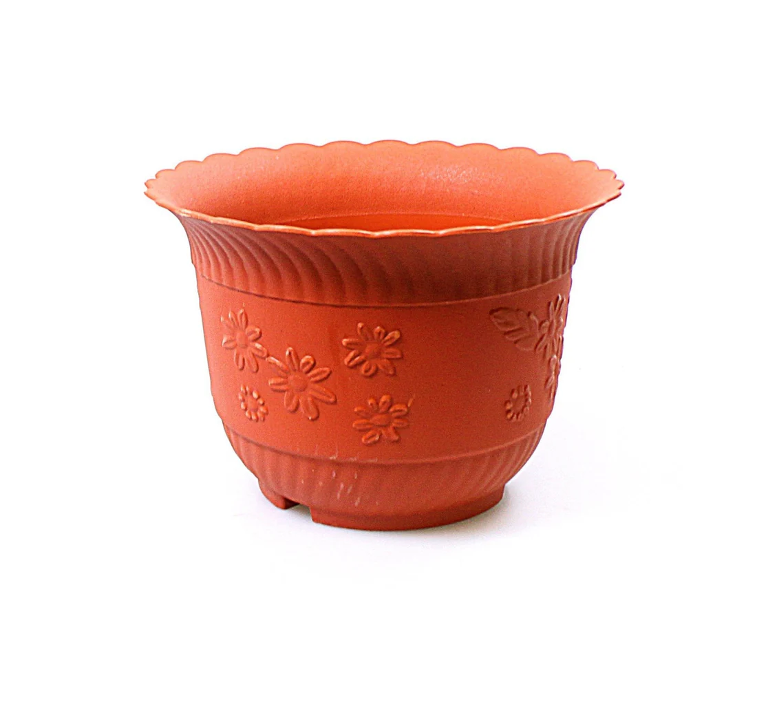 Plastic Plant Pot with Floral Pattern 28 cm 4299 (Parcel Rate) Pack Of 2