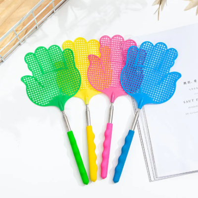 Extendable Plastic Fly Swatter 28 - 73 cm Hand Design Assorted Colours 6885 (Parcel Rate)