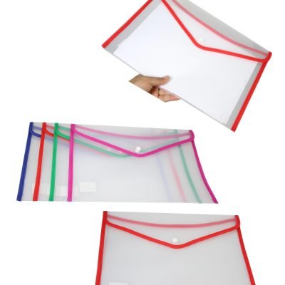 Extra Large Plastic Stud Document Wallet File Folder 36 x 26 cm Assorted Colours 5384 (Parcel Rate)