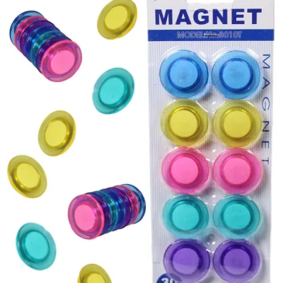 Assorted Colour Fridge Suction Magnets Stationery 30mm 10 Pack 5211 (Large Letter Rate)Pack Of 2