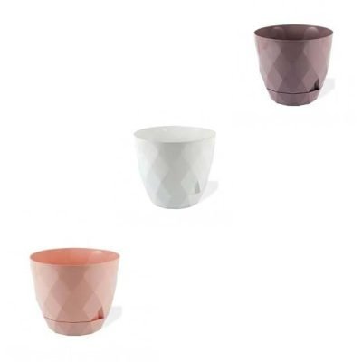 Yakamoz Diamond Style Cut Round Plastic Plant Pot No 1 11.5 x 10 cm 0.6L Assorted Colours KRS451 (Parcel Rate)