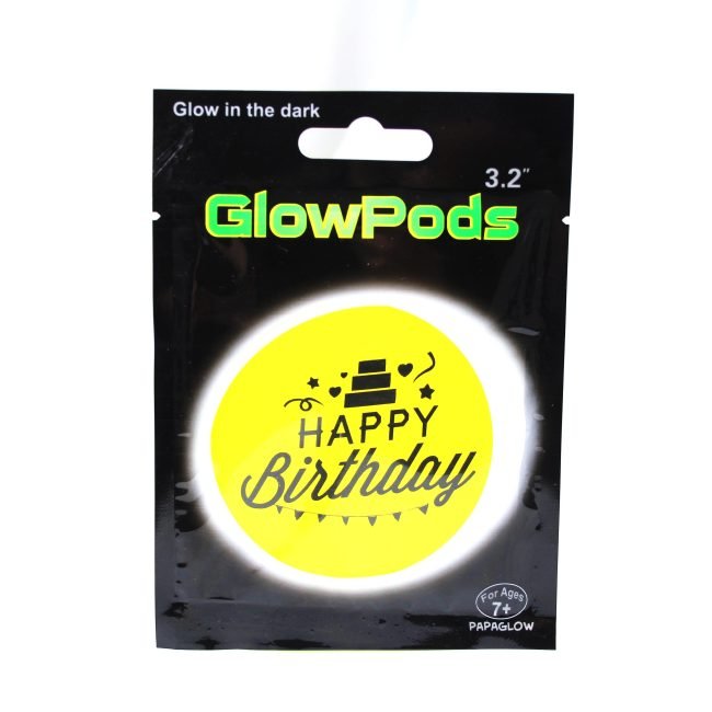 Glow In The Dark 'Happy Birthday' Round Sticker Glow Pod 3.2'' 5265 (Parcel Rate) - Image 3
