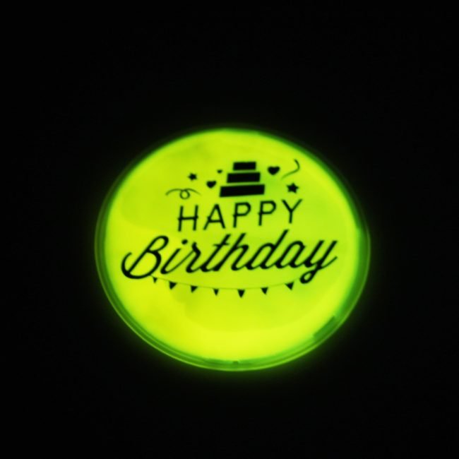 Glow In The Dark 'Happy Birthday' Round Sticker Glow Pod 3.2'' 5265 (Parcel Rate) - Image 2