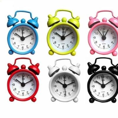 Classic Double Bell Mini Alarm Clock 5 cm Assorted Colours 0512 (Parcel Rate)