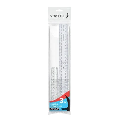 3 Pack Rulers 30cm 15cm & 30cm Stencil Ruler Set P2384 (Large Letter Rate)Pack Of 3