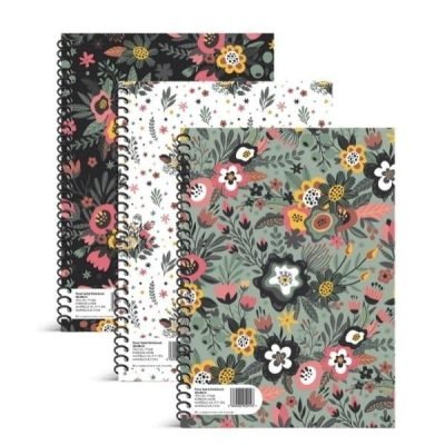 Floral Spiral Notebook 20 x 28cm School Assorted Designs P1068 A (Parcel Rate)Pack Of 3