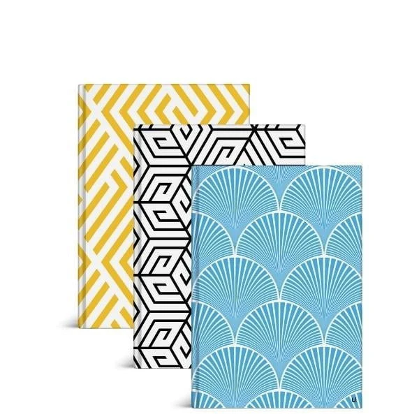 Geo A5 Hardback Notebook School Assorted Designs P1073 A (Parcel Rate)Pack Of 3