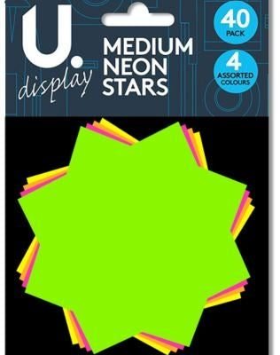 Medium Neon Stars 17.6 x 13.1 x 1.5 cm Pack of 40 P2045 (Large Letter Rate)