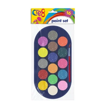 Cre8 Water Paint Palette with Brush 16 Colours P2179 (Large Letter Rate)Pack Of 3