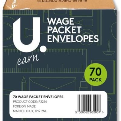 Wage Packet Salary Cash Envelopes Brown Envelopes 70 Pack P2224 (Parcel Rate)