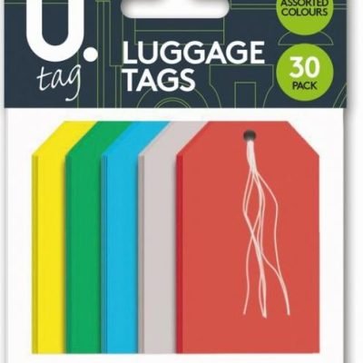 Luggage Tags Paper Assorted Colour Holiday Suitcase Paper Luggage Tags 30pk P2262 (Parcel Rate)