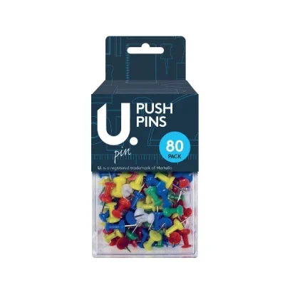Assorted Colour Push Pins Walls/ Board Pins Display Board Pins 80 Pack P2347 (Large Letter Rate)Pack Of 3