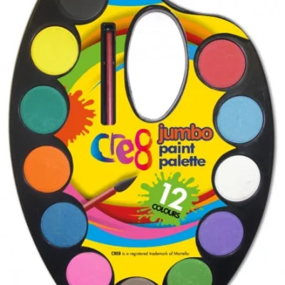 Cre8 Jumbo Water Paint Palette 12 Colours P2538 (Parcel Rate)Pack Of 3