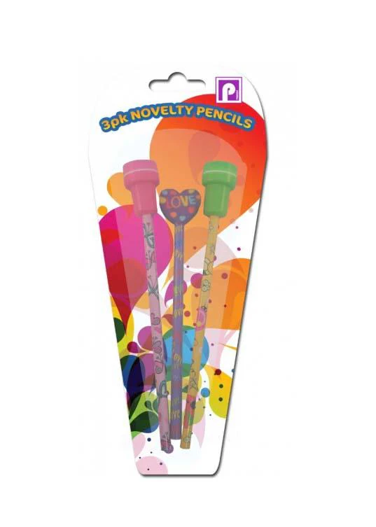 Eraser / Stencil Topped Pencils Pack of 3 P2549 (Large Letter Rate) Pack Of 3