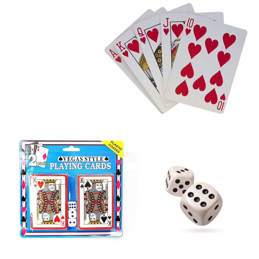 2 Pack Vegas Style Plastic Playing Cards with 3 Dice 1734 A (Parcel Rate)Pack Of 2