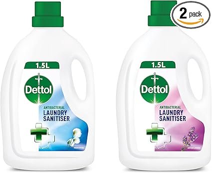 Dettol Antibacterial Laundry Cleanser, Sanitiser Additive, Fresh Cotton and Lavender Multipack, 2x 1.5 L, Pack of 2.