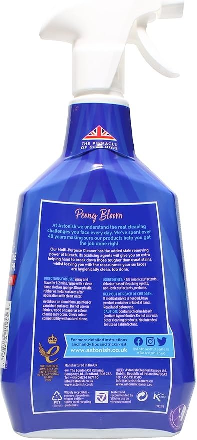 Astonish Multi-Purpose Cleaner with Bleach Spray, Vegan and Cruelty free Cleaning, 750ml - Image 2