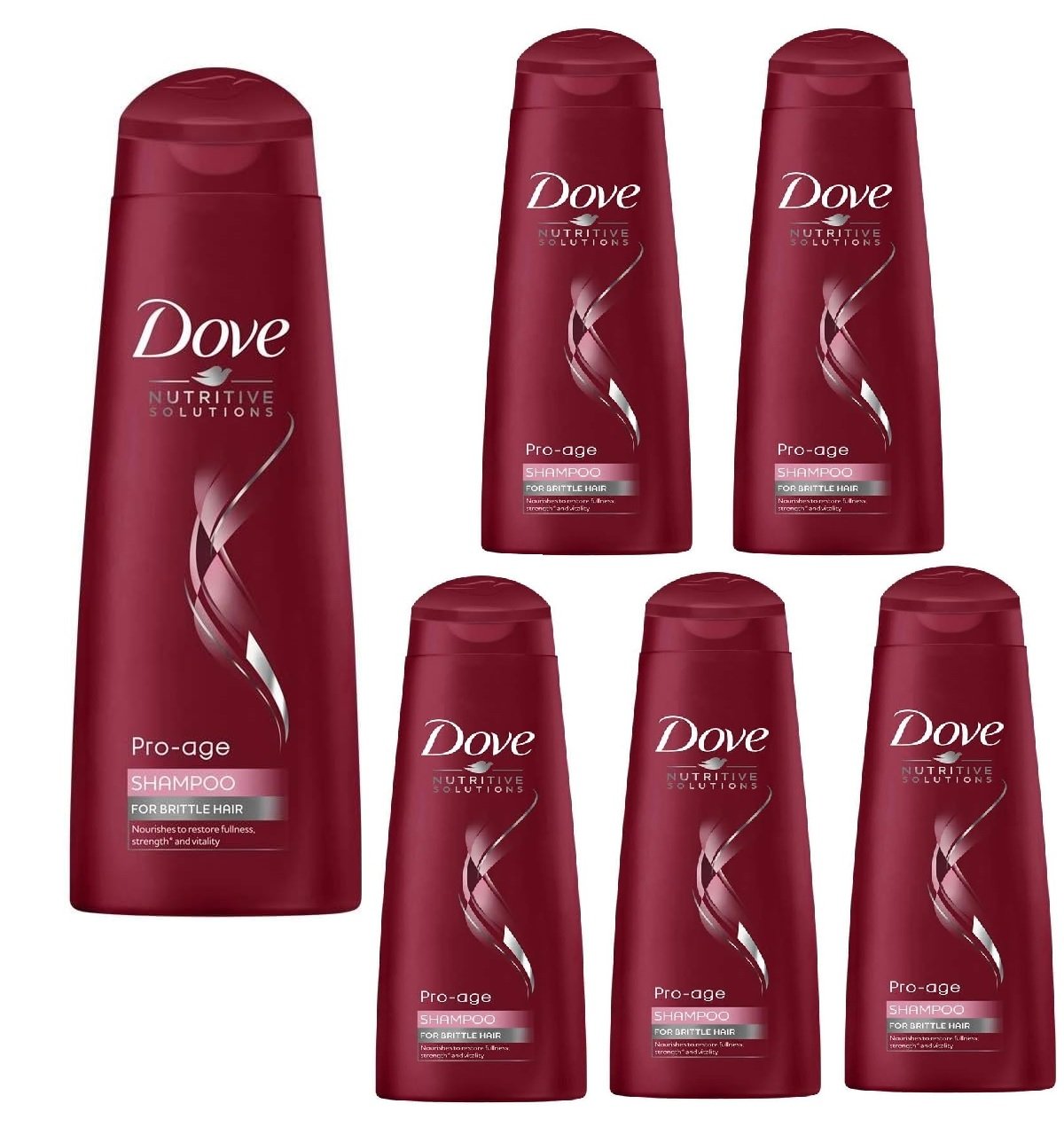 Dove Pro Age, Cleansing And Vitalising Shampoo, Hair Care Men And Women, Nourishes And Moistuiriserises Hair, Softens And Cleans All Hair Styles And Colours, Large Pack (6 X 250 Ml)